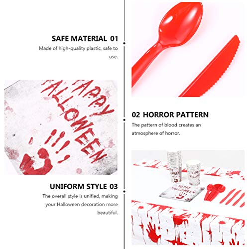 NUOBESTY Conjunto de artigos de festa de Halloween para festa com estampa de mão sangrenta, copos de