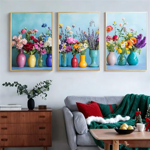 Tableaux sur Toile Giclée Cadeau Crémaillère Idéal Triptyque Fleur - 4