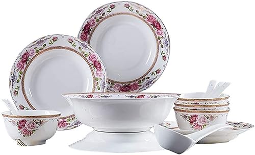Servicio de cena de porcelana, juego de vajilla fina, juego de vajilla de porcelana de hueso de flor, platos de porcelana, juego de vajilla de