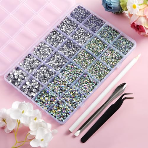 Image of Hotfix Rhinestones Kit,Clear AB and Crystal, Mixed 5 Sizes 14400pcs