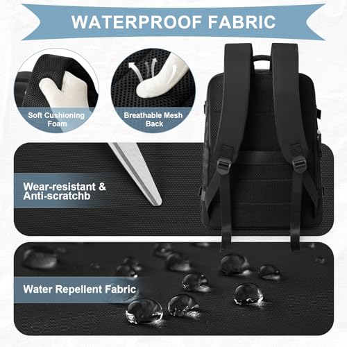 Cabin Bags for Travel, Underseat Carry-ons Bag for Women, Hand Luggage Bag Men Travel Backpack Cabin Size Fit 14 inch Laptop backpack Lightweight Version Black image 2