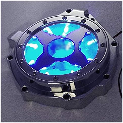 XKH- Blue LED Glass See Through Engine Stator Cover Compatible with Suzuki Gsx1300R Hayabusa 1999 2013 CHROMED Motorcycle [B07LCX6DB2]