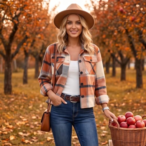 Cropped Plaid Jackets for Women Long Sleeve Fall Cropped Cardigan - image 3