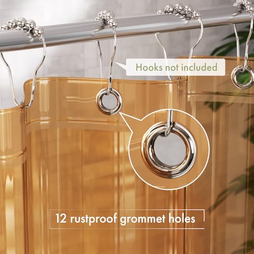 Image of AmazerBath Shower Curtain Liner, 72x72 Transparent Orange Shower Liner, Lightweight Plastic Shower Curtain Liners, Cute Waterproof Shower Liner for Bathroom with 3 Magnets and 12 Grommet Holes