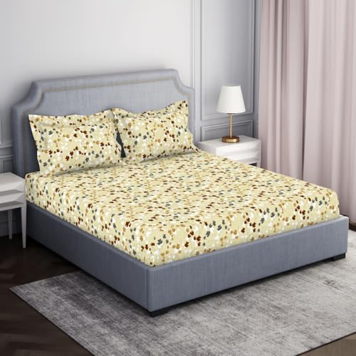 Image of Welspun 132 Tc 100% Cotton Bedsheet for Double Bed with 2 Pillow Cover | Breathable & Super Soft King Size Bedsheet |(108 X 108 Inch) - White | Serene