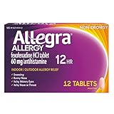 Allegra Adult 12 Hour Allergy Relief 12-Count Long-Lasting Fast-Acting Antihistamine for Noticeable Relief from Indoor and Outdoor Allergy Symptoms