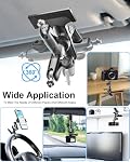 Car Sun Visor Phone Holder - [Metal Arm Clamp] Cell Phone Holders for Your Car Mount, 360° Adjustable Automobile Hands Free Cradle, for iPhone 17 Air Pro Max 16 15 14 13 12, Android, 4-7" Smartphones