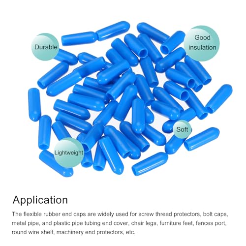 Image of MECCANIXITY 50pcs 4mm Rubber End Caps Cover PVC Vinyl Screw Thread Protector Round Wire Shelf Caps for Screw Bolt Pipe Fence Post, Light Blue
