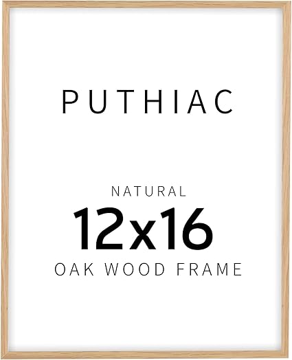 12x16 Oak Wood Picture Frame - Minimalist 12x16 Poster Frame, 12"x16" Picture Frame Wood, Natural Solid Wooden Picture Frames for Wall Art Photo and Prints(1 Pack, Beige)