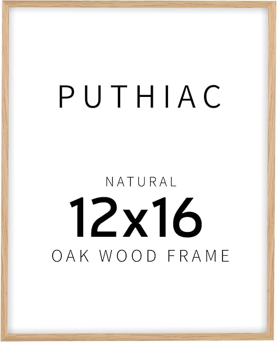 12x16 Oak Wood Picture Frame - Minimalist 12x16 Poster Frame, 12"x16" Picture Frame Wood, Natural Solid Wooden Picture Frames for Wall Art Photo and Prints(1 Pack, Beige)