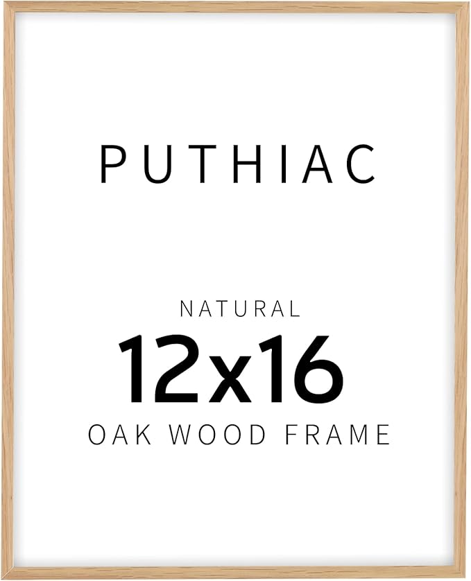 12x16 Oak Wood Picture Frame - Minimalist 12x16 Poster Frame, 12"x16" Picture Frame Wood, Natural Solid Wooden Picture Frames for Wall Art Photo and Prints(1 Pack, Beige)