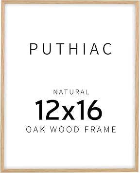 12x16 Oak Wood Picture Frame - Minimalist 12x16 Poster Frame, 12"x16" Picture Frame Wood, Natural Solid Wooden Picture Frames for Wall Art Photo and Prints(1 Pack, Beige)