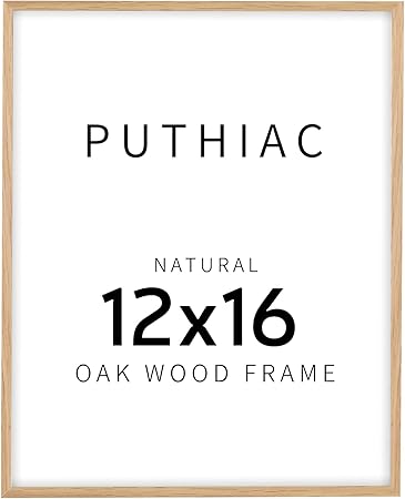 12x16 Oak Wood Picture Frame - Minimalist 12x16 Poster Frame, 12"x16" Picture Frame Wood, Natural Solid Wooden Picture Frames for Wall Art Photo and Prints(1 Pack, Beige)