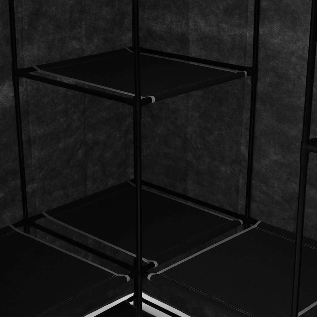 Eckkleiderschrank Schwarz 130 x 87 x 169 cm mit 2 Drehtüren, Stauraum Organizer für Kleidung Schuhe Wäsche und Jacken in Schlafzimmer Kinderzimmer