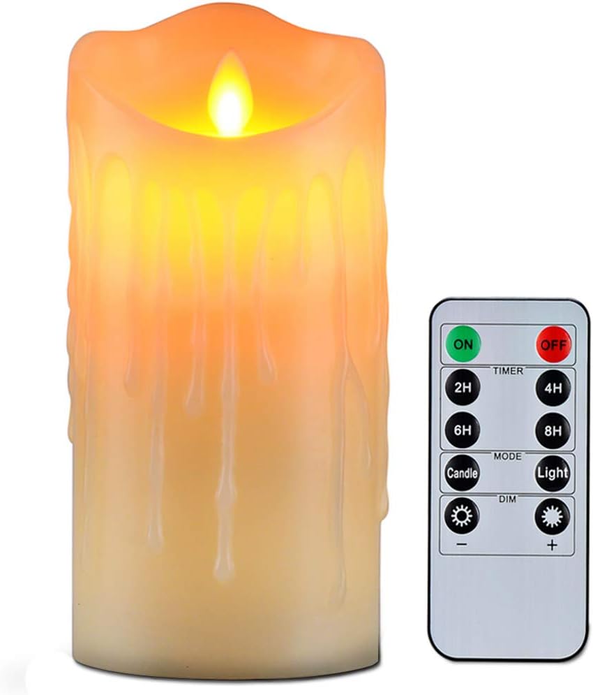 Flameless Candles with 10 Key Remote Timer Flickering Tear Wave Shaped