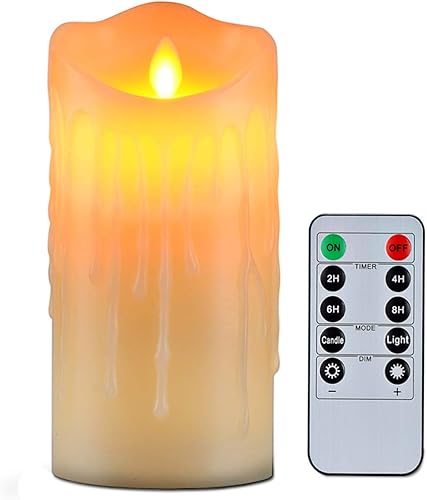 Velas sin llama con temporizador remoto de 10 teclas parpadeantes en forma de onda lágrima tamaño de la vela de té de 3 4 5 6 7 8 pulgadas velas LED