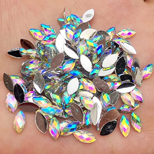 Crafteez Oval Shape kundan Stone for Craft and Jewellery Work,Rainbow Colour, Crystal Edged Rainbow Stones/Kundans for Jewellery Making/Decorating & Crafts. Pack of 500 Stones (Size-(8x4))
