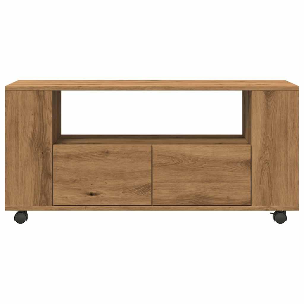Snsowed Mueble TV Ruedas Madera ingeniería Roble Artisan 102x34,5x43cm, Mesa TV, Mueble TV Salon, Mueble Television, Mesa Television, Muebles De Salon, Mesa Salón TV - 855991