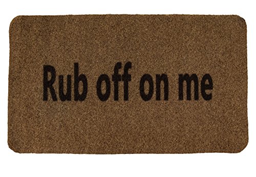 Outdoor Mat – Rub Off On Me – Funny Welcome Mat for Front Entrances, Patio Doors, Garage Entrances - All Weather, Durable, and Slip Resistant, Brown, 27.3 x 0.4 x 15.7 Inches