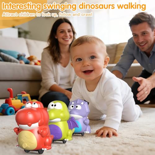 Topsolid Baby Tummy Time Dinosaur Toys 18 24 36 Months, Baby Crawling Toys, Toddler Moving Walking Dinosaurs Montessori Toys for 2 3 4 5 6 Year Old, Infant Boy Girl Birthday - image 2