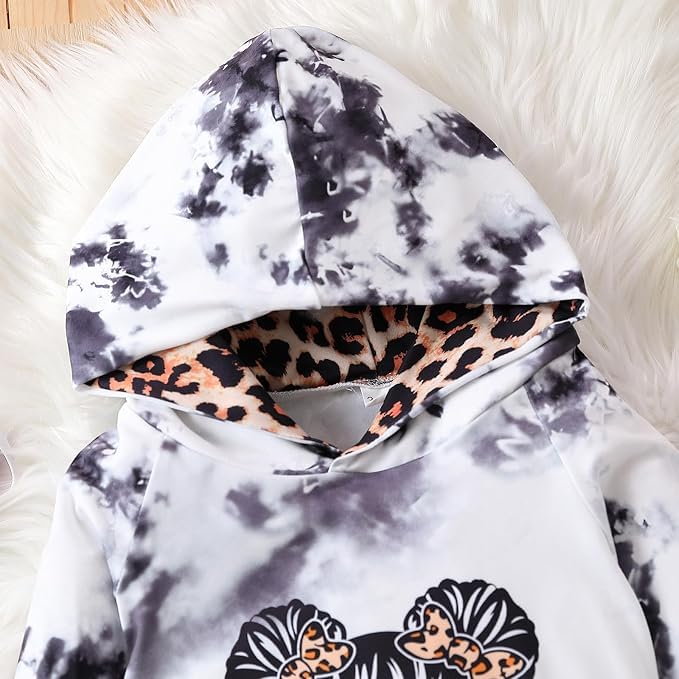 Image of Kid Toddler Girl Clothes - Tie Dye Hoodie Sweatshirt Girl Outfits Pullover Jogger Hooded Sweatpant Set