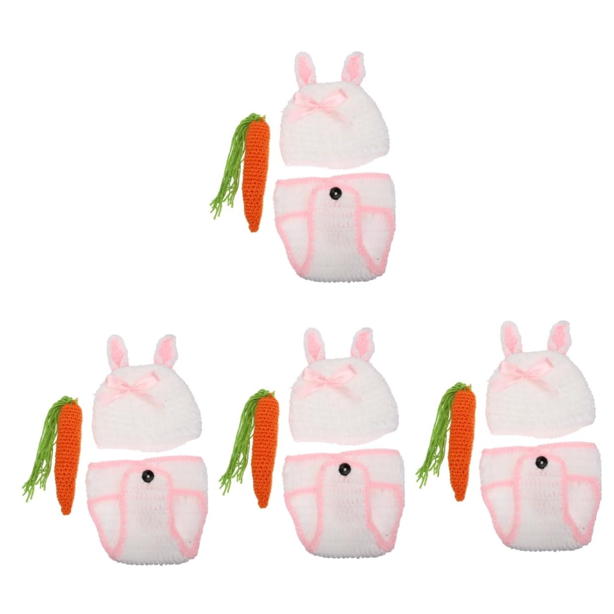 BESPORTBLE 4ensembles Costume De Photographie Né avec Bonnet Et Pantalon Forme De Lapin Accessoires pour Séance Photo Créatif pour Filles Et Garçons