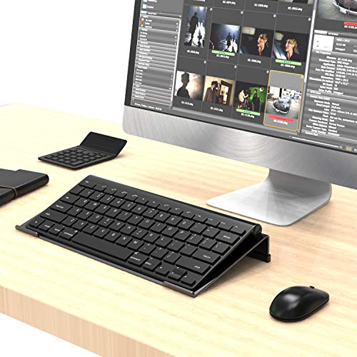 Kotemon Mini Computer Keyboard Stand-11.8'' X 5.1''-Small Computer Keyboard Tray Acrylic Keyboard Holder For 2.4G Wireless Keyboard 78 Keys Universal Compact Keyboard, With Black Silicone Strip, Black #TOP7