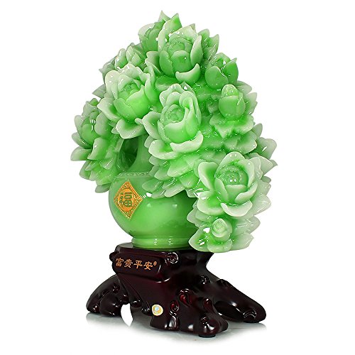 Large Size Fengs Shui Green Color Peony Flower Statue,Best Housewarming Congratulatory Gift, Attract Wealth And Good Luck,Feng Shui Decor #TOP2