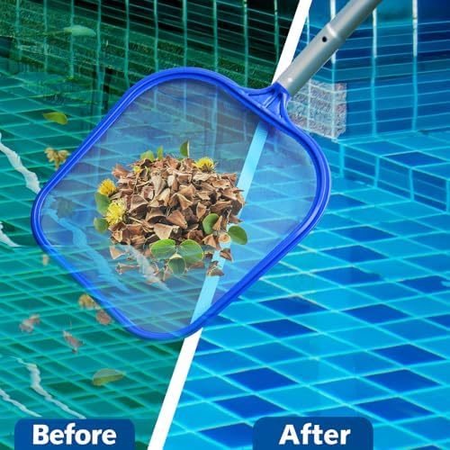 Pool Skimmer Net by VABNEER | 1.5mm Fine PP & Nylon Mesh Shallow Water Leaf Skimmer, Fits 3cm Diameter Telescopic Poles (Pole NOT Included) – Ideal for Pool, Pond, Hot Tub, Fountain — view 2