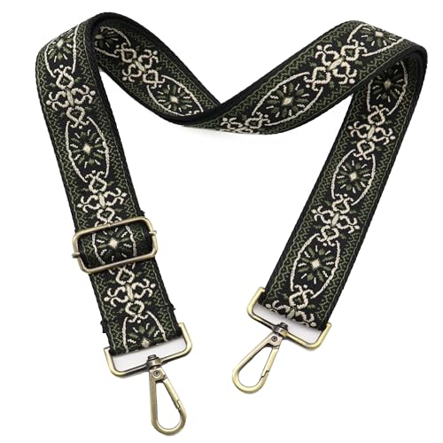 Image of Purse Strap Adjustable Replacement Crossbody Bag Strap Retro Jacquard Embroidery Shoulder Straps for Canvas Bag