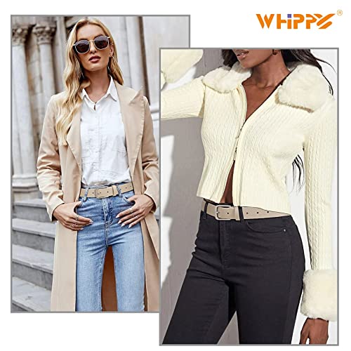 Image of WHIPPY Women Casual Leather Belt for Jeans Pants, Fashion Ladies Waist Dress Belt
