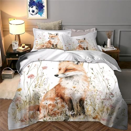 Housse de couette renardeau 200x200 cm en microfibre imprimée 3D