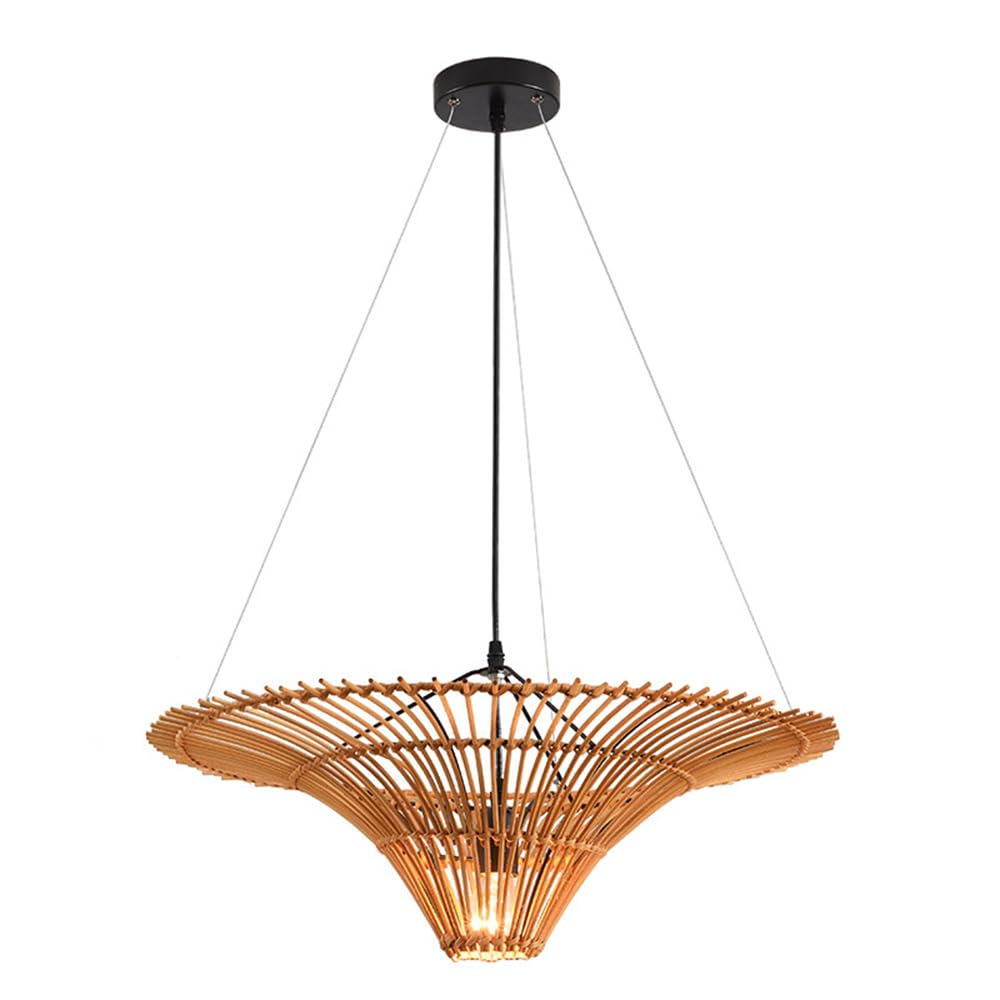 CSSYKV Southeast Asia Large Rattan Pendant Light Wabi-sabi Art Rattan Light Industrial Chandelier for Kitchen Unique Basket Light Fixture Ambient Lighting for Foyer Bar Hallway Decor Ceiling Light