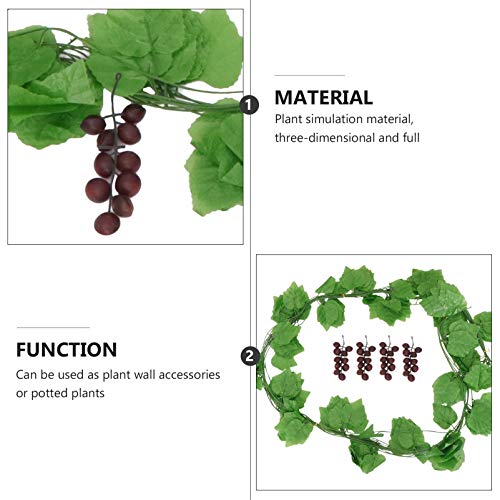 Happyyami 12 Pcs 1 Set Grapes Vine Simulated Lifelike Silk Flower Grapevine Plant Creeper Green Leaves Wall Hanging Decor For Home Shop Party #TOP1
