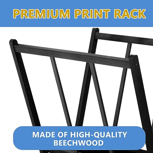Image of Falling in Art Large Wooden Print Rack, Art Drying and Display Rack with Rolling Casters, Storage Rack for Canvas, Prints, Panels, Posters, Shows and Art Exhibitions, Black
