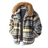 Slxbear Chaquetas de forro polar para hombre, con capucha y cremallera completa, con bolsillos, para clima frío, ocio, a rayas, ropa exterior, talla XS-XL, #02 Azul, XS