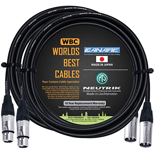 Worlds Best Cables 2 Units - 15 Foot – Quad Balanced Microphone Cable Custom Made Using Canare L-4E6S Wire And Neutrik Silver Nc3Mxx Male & Nc3Fxx Female Xlr Plugs #TOP6