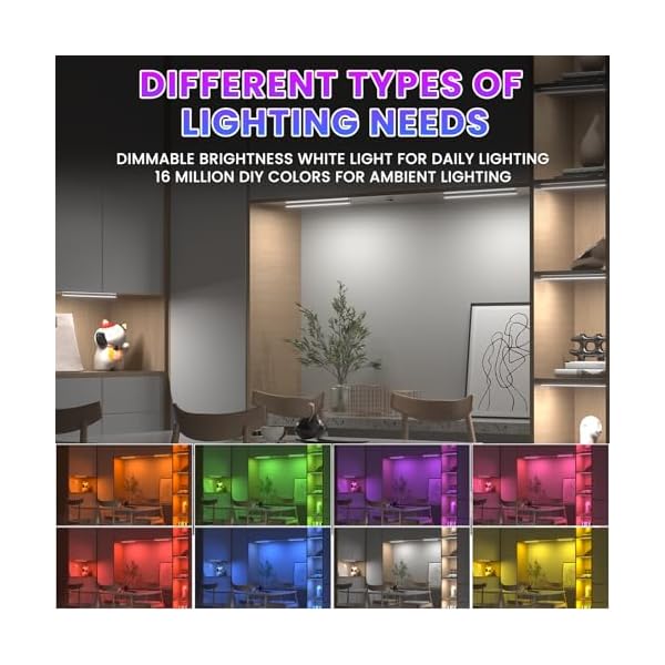 RGB LED Strip Light Bar, Ambient Gaming Lights, Under Monitor Light for Gaming Setup, Cabinet, Kitchen, Desk, Display, Dynamic Color, 12 Inch, 2 Pack - Image 3