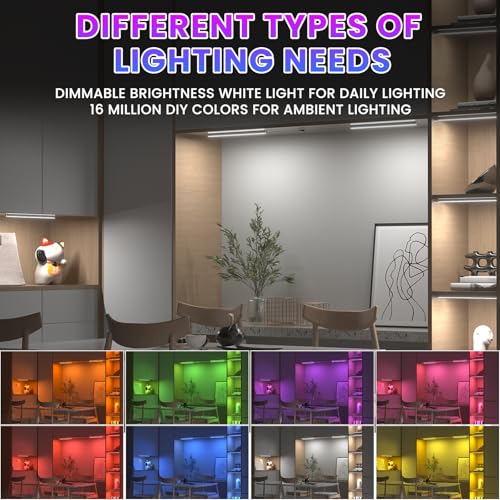 RGB LED Strip Light Bar, Ambient Gaming Lights, Under Monitor Light for Gaming Setup, Cabinet, Kitchen, Desk, Display, Dynamic Color, 12 Inch, 2 Pack - Image 3