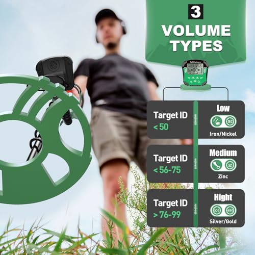 Image of PalliPartners Metal Detector for Adults Waterproof-Professional Higher Accuracy Gold Detector with LCD Display,5 Mode,Advanced DSP Chip 12 inch Coil(Green)