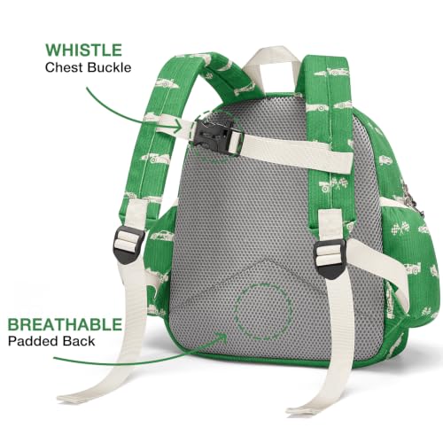 Image of STEAMEDBUN Corduroy Toddler Backpack for Girls 2-4: Kids backpack for Boys Girls - 12 inch Preschool Kindergarten Backpacks - Green Racing