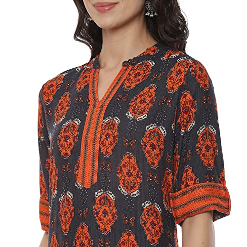 Image of Rangriti Grey Liva Straight Kurta for Women