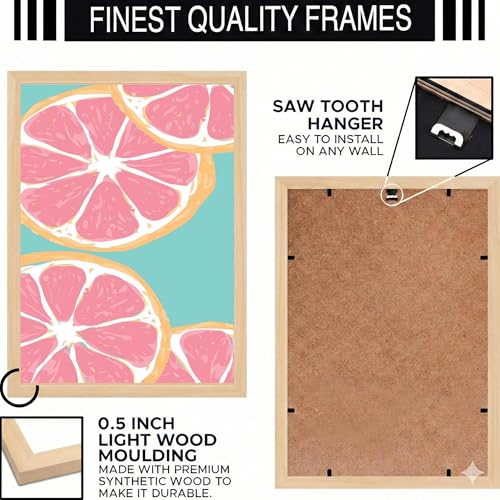 Image of BLINKART Fruit Pattern Aesthetic Modern Art Walls With Frame | Natural Wood Texture | Living Room Bedroom Office Wall Decoration | Poster Home Decor Frames Wall Bedroom | 12x8 Inches (D578)