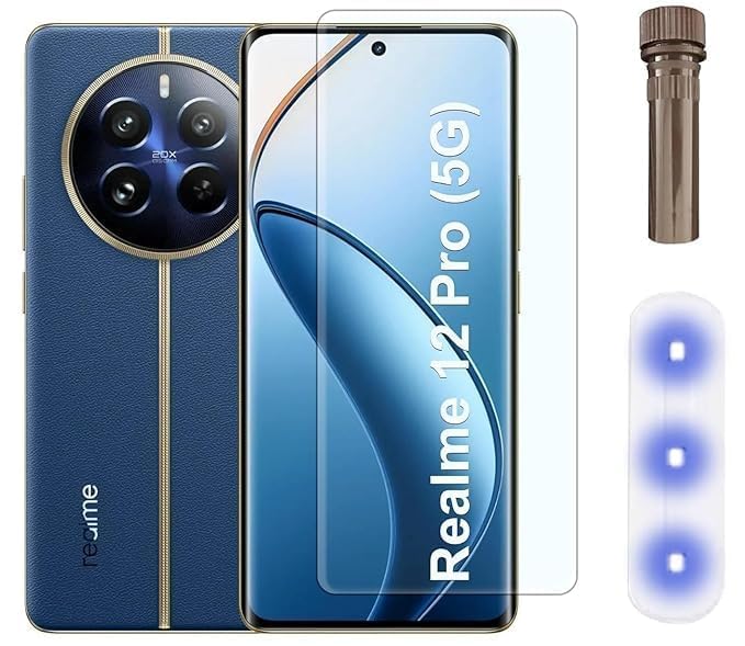 Image of BLACKSHEEP HD+ UV Tempered Glass Screen Protector Guard Compatible For Realme 12 Pro 5G / Realme 12 Pro Plus 5G Full Adhesive UV Curved Case Friendly HD Clarity with easy installation kit