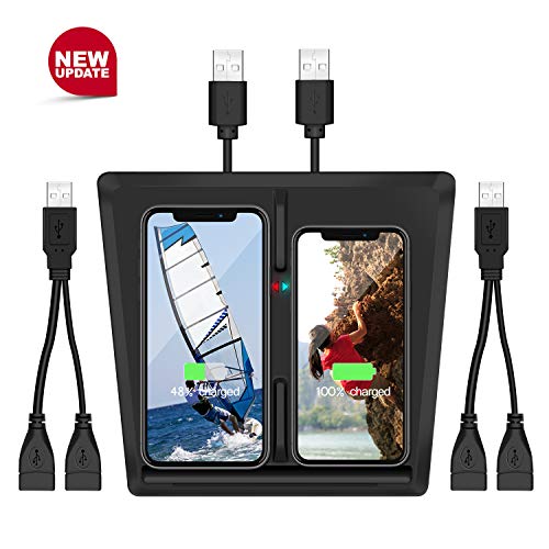 VXDAS Cargador inalámbrico Modelo 3, Dual 10W QI inalámbrico Cargador Panel de carga de teléfono con divisor USB para Tesla Model 3 accesorios