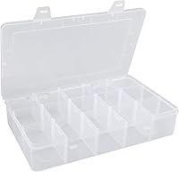 Hlotmeky 15-Compartment Clear Plastic Organizer Box with Removable Dividers - Tackle Lure, Bead, Snack, Craft Storage Box