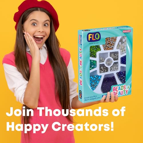 Image of FLO Toys Multicolor Beads Aqua Blue Theme Jewellery Making Kit for Girls & Women | DIY Beads Set with Charms, Thread, Hooks & Rings | Bracelet, Necklace, Earring & Craft Making Kit