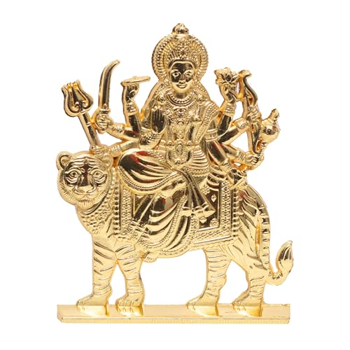 Image of anciently Maa Durga Idol for Dashboard, Metal, 1 Piece (Gold Colour)