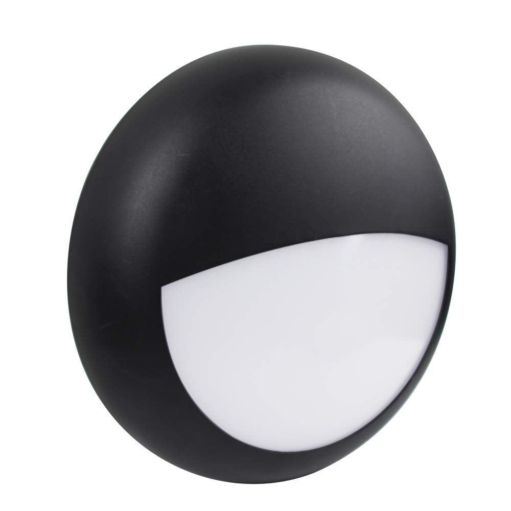 Ledbrite White Led Wall Light 2D Bulkhead 12 Watts Eyelid Ip65 Cct Colour Output Switchable Black Emergency Weatherproof