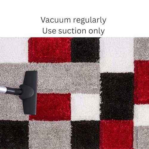 Image of Carpet for Hallway, Kitchen, and Modern InteriorsCarpetCozy Shag Runner for Living Room, Bedroom & Office Decor ETC Size 2x5 feet, Patten-Solid Red Box